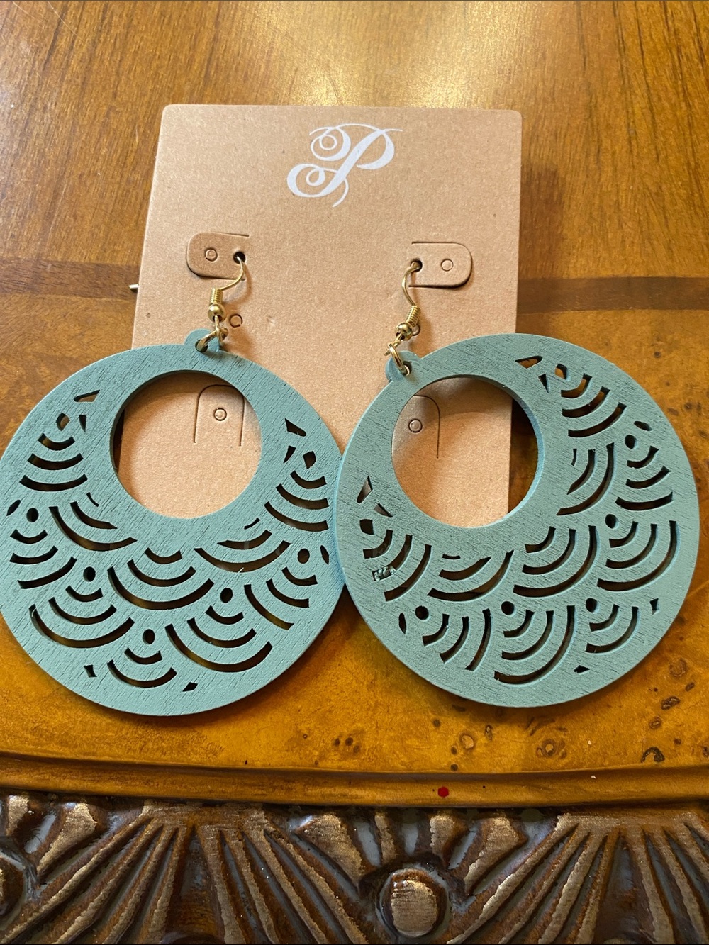 Plunder Teal Cutout Hoop Earrings